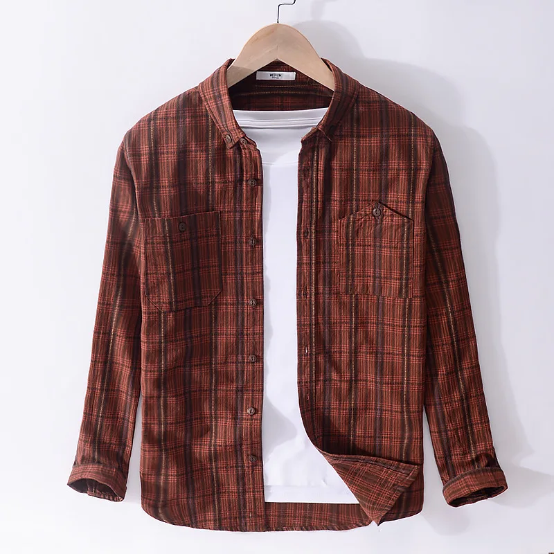 Long Sleeve Plaid Shirt For Men 2021 Autumn New 100%Cotton Red Turn-down Collar Casual Male All-match Clothing
Long Sleeve Plaid Shirt For Men 2021 Autumn New 100%Cotton Red Turn-down Collar Casual Male All-match Clothing