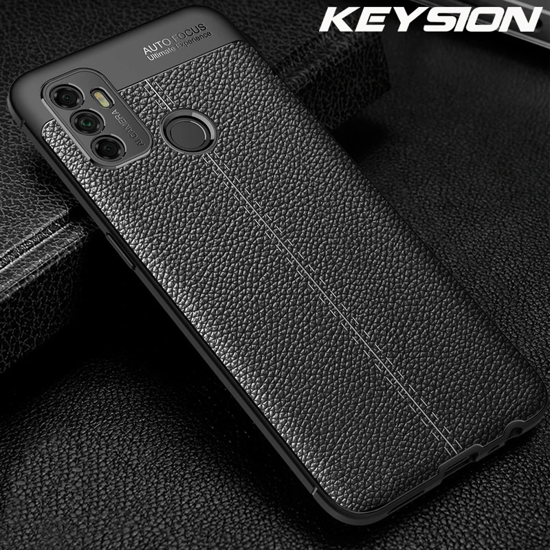 Чехол KEYSION противоударный для OPPO A53 A33 A32 A72 A52 A92 кожаный мягкий силиконовый чехол