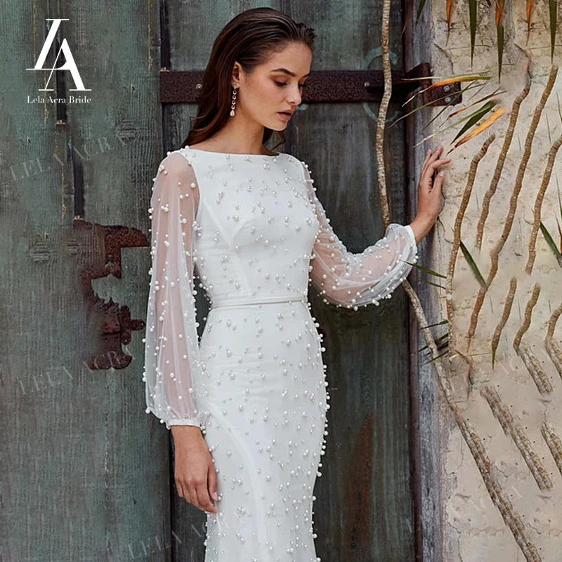 Vintage Pearls Wedding Dress 2021 Elegant Long Sleeve Mermaid Bridal Gown Princess Court Train LelaAcra LD11 Vestido De Novia
Vintage Pearls Wedding Dress 2021 Elegant Long Sleeve Mermaid Bridal Gown Princess Court Train LelaAcra LD11 Vestido De Novia