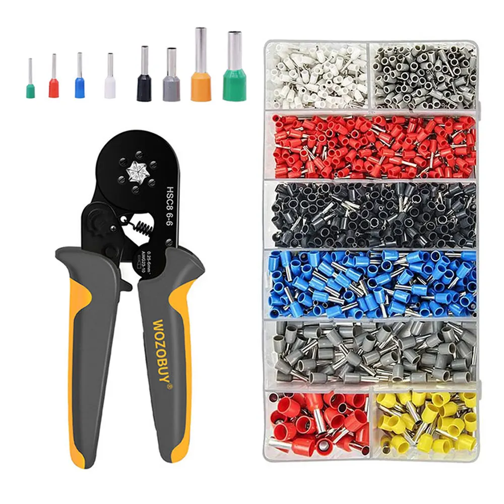 Ferrule Crimper Pliers Set Wire Crimping Tool Kit with 1200 Terminal Connector Sleeves Electricians for Stripper Wiring Projects
Ferrule Crimper Pliers Set Wire Crimping Tool Kit with 1200 Terminal Connector Sleeves Electricians for Stripper Wiring Projects