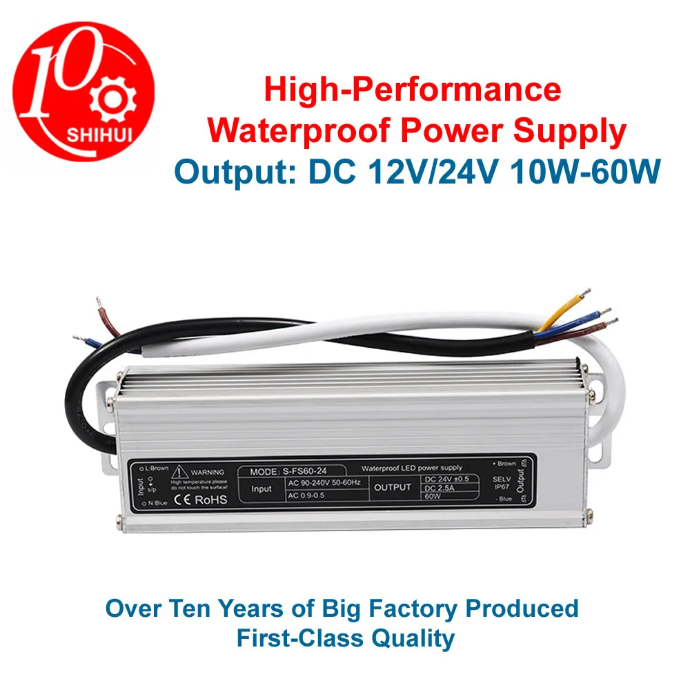 Waterproof SMPS 12/24VDC Switch Power Supply 10W 15W 20W 25W 30W 36W 45W 60W For CNC Fits LED Lighting Project IndustrialControl
Waterproof SMPS 12/24VDC Switch Power Supply 10W 15W 20W 25W 30W 36W 45W 60W For CNC Fits LED Lighting Project IndustrialControl