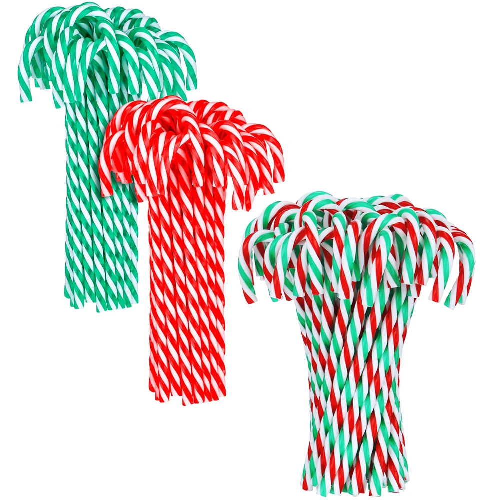 

15 комплектов (90 шт.) Подвесные Украшения для рождественской елки, пластиковые конфеты, трости, новогодние, рождественские, праздничные украш...