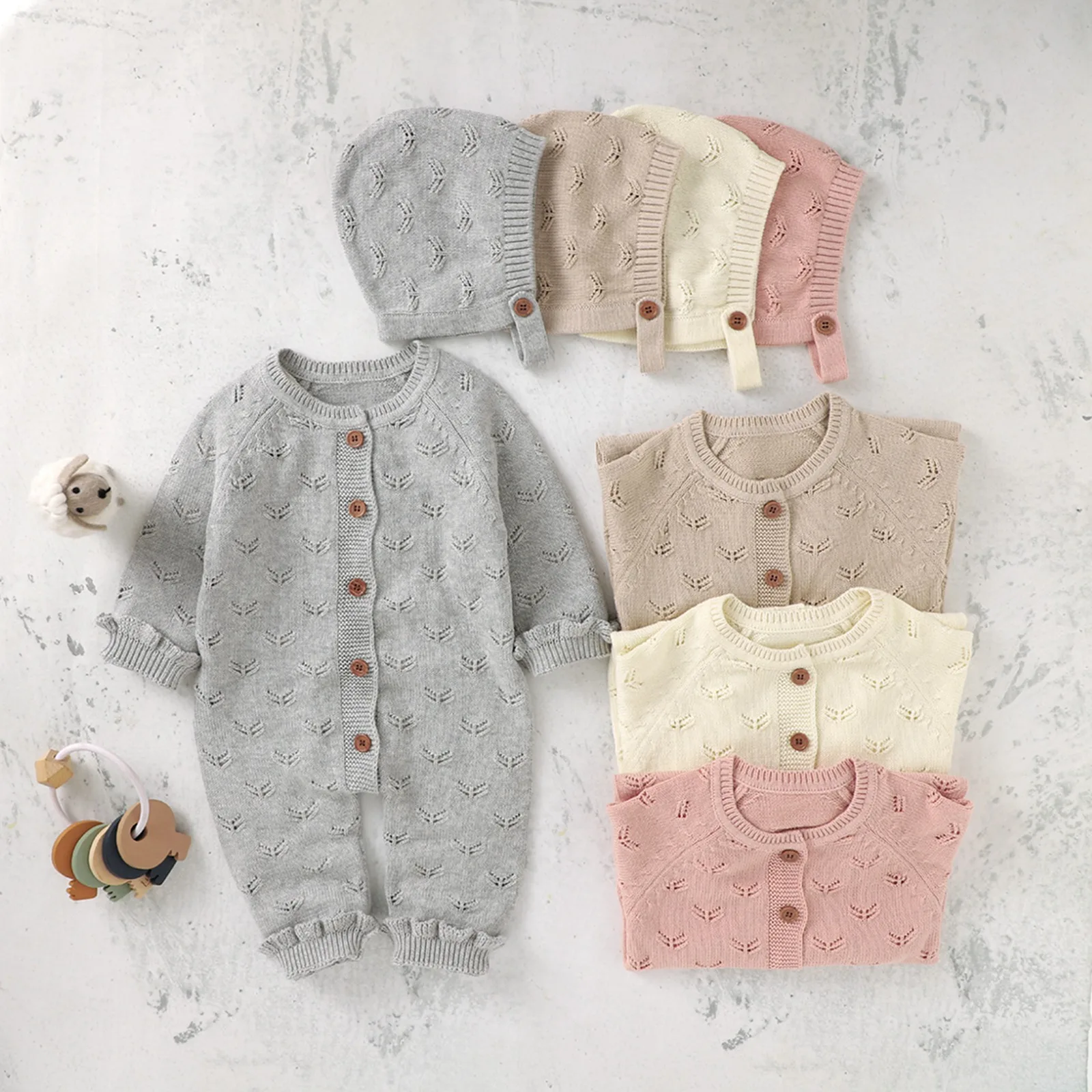 2Pcs Baby Autumn Outfit Solid Color Knitted Long Sleeves Buttons Romper + Hat for Toddler Girls Boys 3-24 Months
2Pcs Baby Autumn Outfit Solid Color Knitted Long Sleeves Buttons Romper + Hat for Toddler Girls Boys 3-24 Months