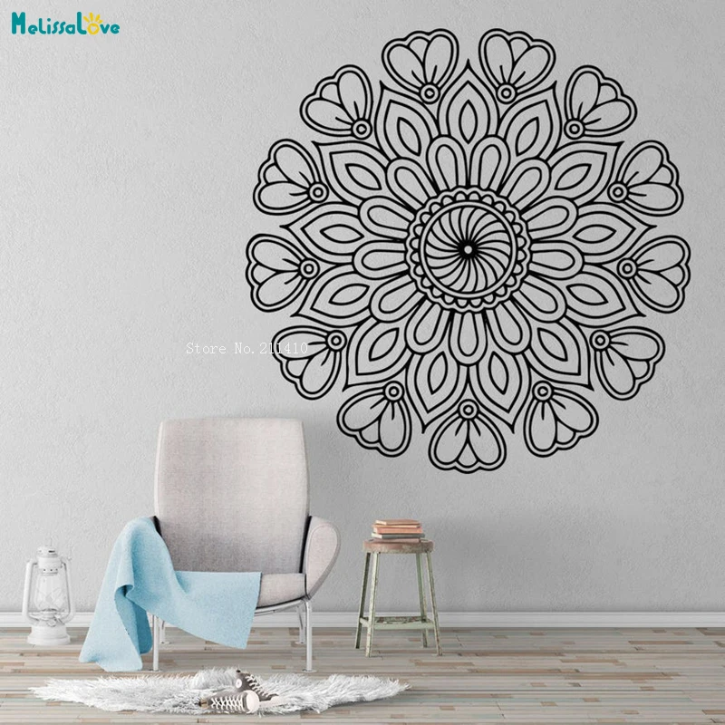 Mandala Wall Art Sticker Stencil Home Decor Headboard Living Room Bedroom Self-adhesive Exquisite Murals Gift YT2389 | Дом и сад