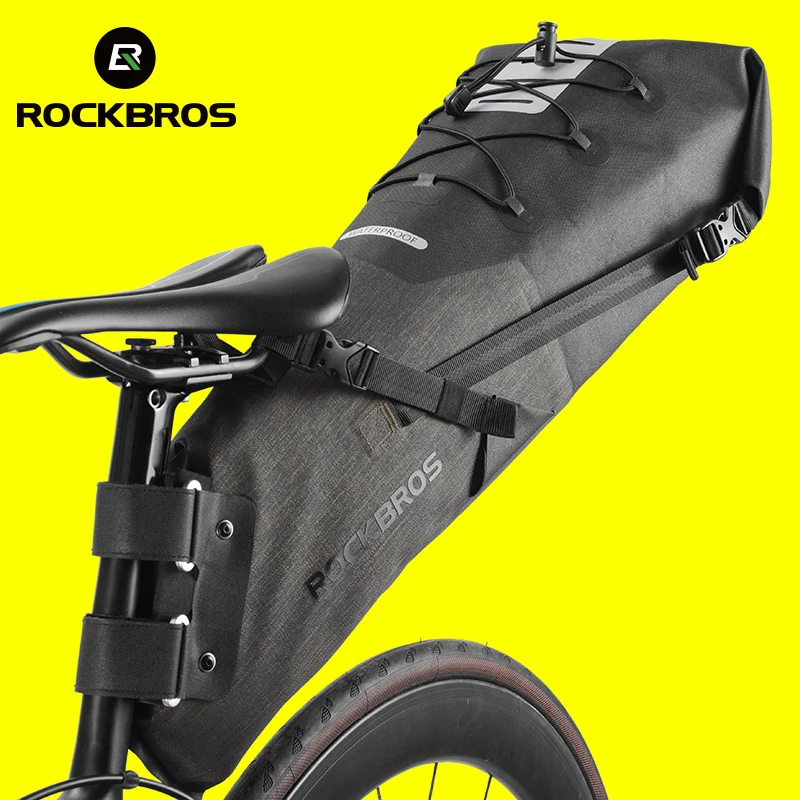 

Велосипедная сумка ROCKBROS, водонепроницаемая Светоотражающая седельная сумка большой вместимости, объем 10 л, складной задний багажник для го...