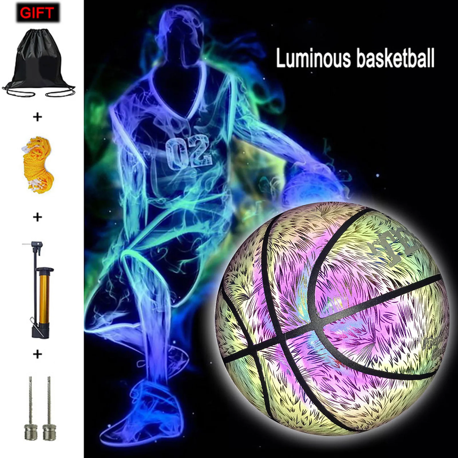 7 Size Colorful Reflective PU Leather Ball Cool Night Glowing Basketball For Gifts
7 Size Colorful Reflective PU Leather Ball Cool Night Glowing Basketball For Gifts