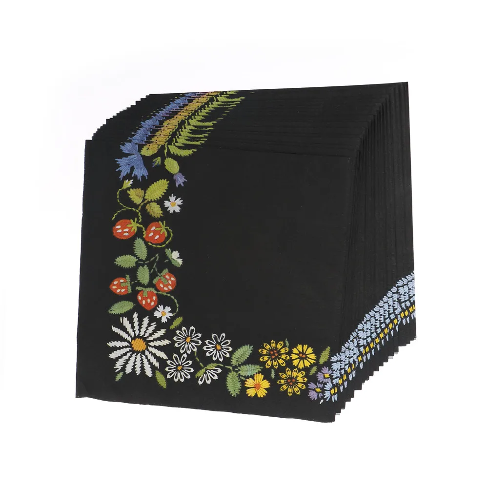 Paper wedding napkins tissue black color print embroidery art handerchief decoupage birthday party cafe decoration mug cup mats
Paper wedding napkins tissue black color print embroidery art handerchief decoupage birthday party cafe decoration mug cup mats