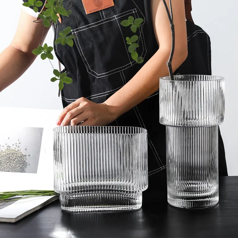 Nordic Glass Striped Light Luxury Vase Creative Modern Bedroom Living Room Flower Arrangement Decoration Indoor Dried
Nordic Glass Striped Light Luxury Vase Creative Modern Bedroom Living Room Flower Arrangement Decoration Indoor Dried