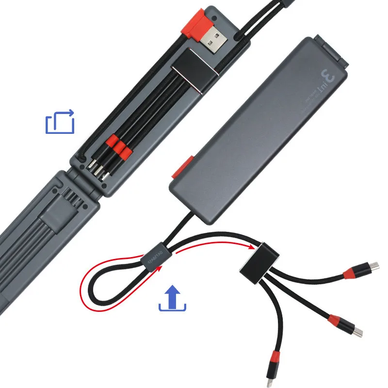 

3 в 1 Usb-кабель Type-C Micro, шнур для быстрой зарядки, нейлоновый провод, магнитная коробка, зарядный провод для Lightning, Iphone, Huawei, Samsung, Xiaomi