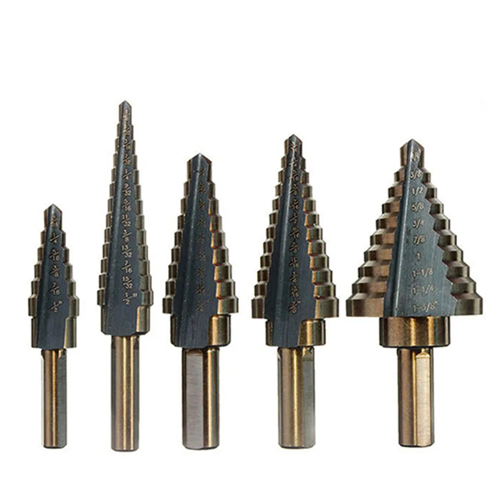 New 5pcs Inch Hss Cobalt Step Drill Bit Set Multiple Hole 50 Sizes with Aluminum Case for Metal Woodworking
New 5pcs Inch Hss Cobalt Step Drill Bit Set Multiple Hole 50 Sizes with Aluminum Case for Metal Woodworking