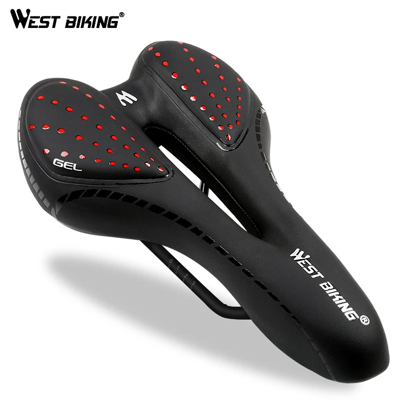 WEST BIKING Comfortable Cycling Seat Shockproof Bike Saddle PU Leather Silicone Cushion Bicycle Saddle Surface Silica Filled Gel 
WEST BIKING Comfortable Cycling Seat Shockproof Bike Saddle PU Leather Silicone Cushion Bicycle Saddle Surface Silica Filled Gel