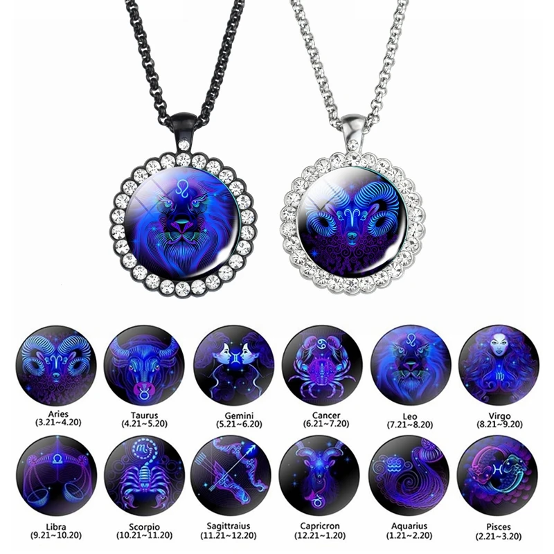 Exquisite Rhinestone 12 Constellation Pendant Glass Dome Fashion Men Women Chain Necklace Jewelry Exclusive Accessories Birthday
Exquisite Rhinestone 12 Constellation Pendant Glass Dome Fashion Men Women Chain Necklace Jewelry Exclusive Accessories Birthday