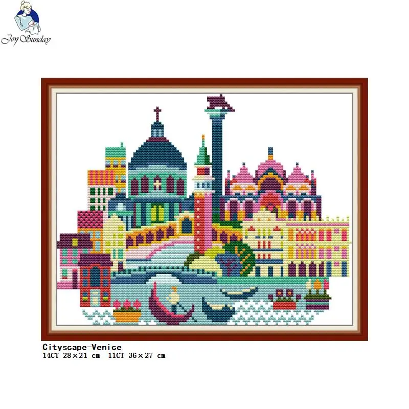 City Scenery Counting Cross Stitch Kits DIY Art Pattern 11CT 14CT Stamping Needlework Set Fabric Embroidery Kit Home Decor | Дом и сад