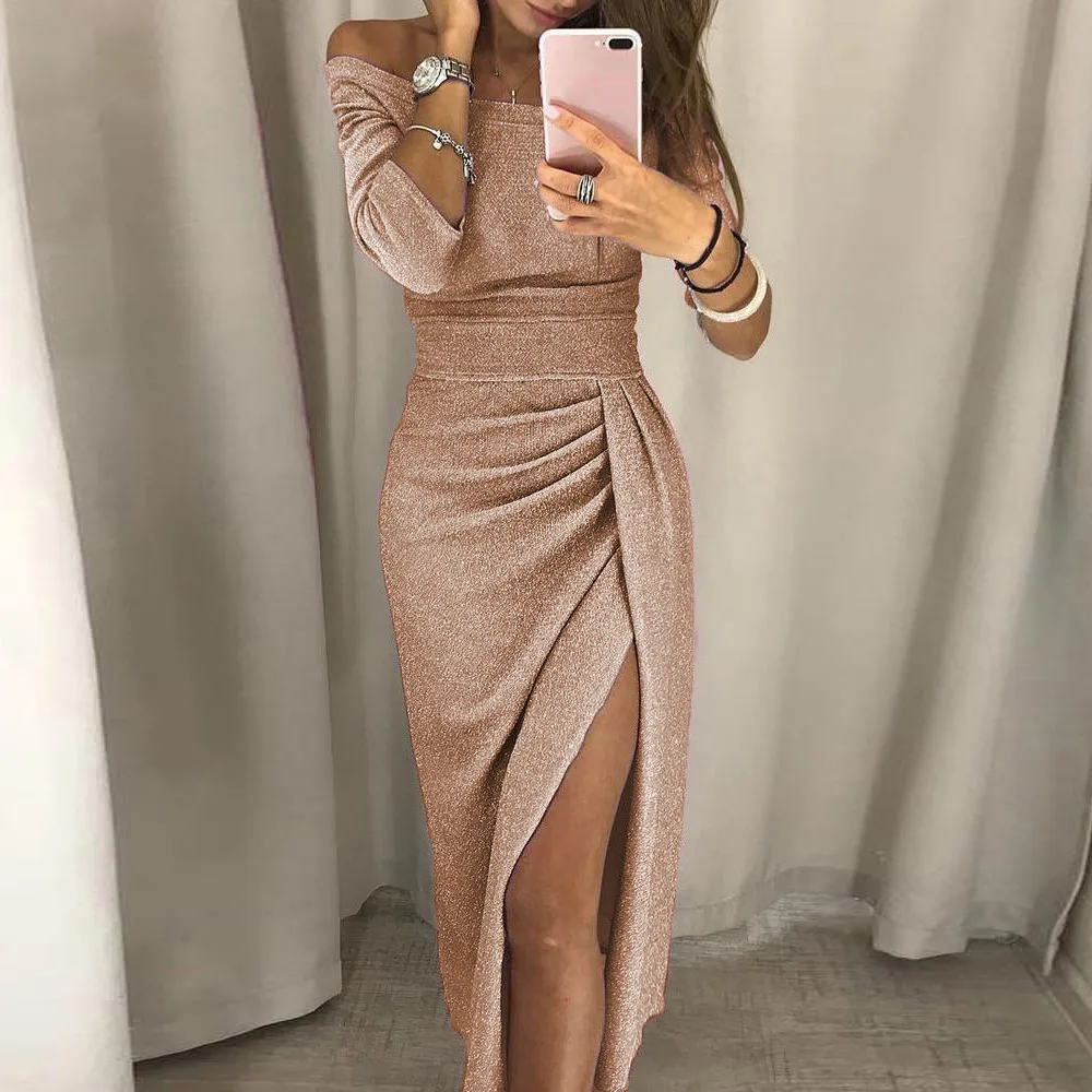 Sexy Off Shoulder Long Dress Women Autumn Full Sleeve Slash Neck Sexy Bodycon Dress Solid Backless Ladies Party Vestidos
Sexy Off Shoulder Long Dress Women Autumn Full Sleeve Slash Neck Sexy Bodycon Dress Solid Backless Ladies Party Vestidos