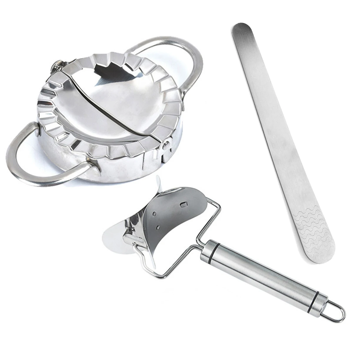 3pcs/set Stainless Steel DIY Mold Dumplings Maker Set Dumpling Cooking Skin Maker + Dumpling Mold + Filling Spoon Tools
3pcs/set Stainless Steel DIY Mold Dumplings Maker Set Dumpling Cooking Skin Maker + Dumpling Mold + Filling Spoon Tools