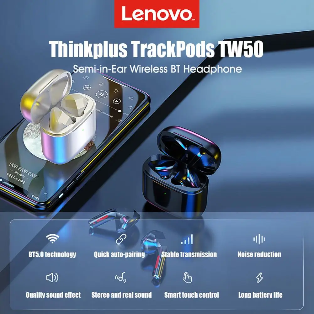 Lenovo TW50 Thinkplus TrackPods TWS Mini Headphone Bluetooth 5.0 HIFI Noise Reduction Microphone Sports Headset Earphone Earbuds
Lenovo TW50 Thinkplus TrackPods TWS Mini Headphone Bluetooth 5.0 HIFI Noise Reduction Microphone Sports Headset Earphone Earbuds