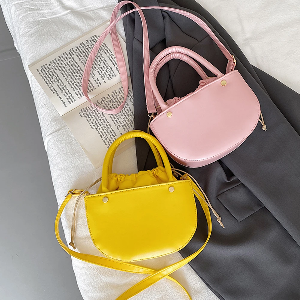 Fashion Semicircle Drawstring Women Small Crossbody Handbags Solid Color Casual Retro PU Leather Ladies Shoulder Messenger Bags
Fashion Semicircle Drawstring Women Small Crossbody Handbags Solid Color Casual Retro PU Leather Ladies Shoulder Messenger Bags