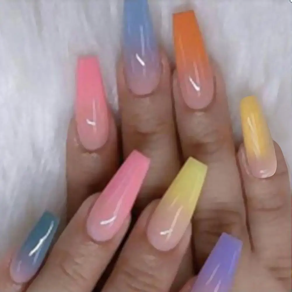 Nail Extending Lightweight Coffin Fake Nails Rainbow Gradient Color Nails for Female
Nail Extending Lightweight Coffin Fake Nails Rainbow Gradient Color Nails for Female