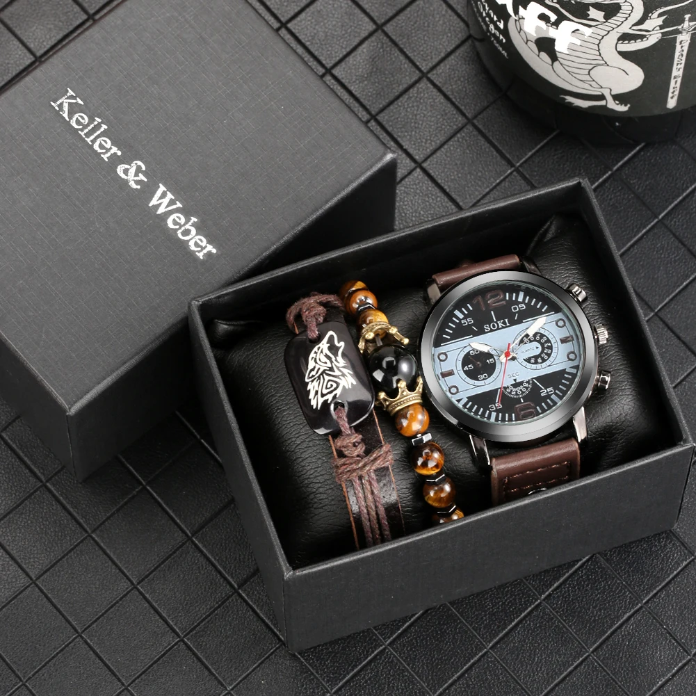 Keller & Weber Popular Fashion Men'S Watch High Quality Quartz Watch Set Men'S Retro Bracelet Boy'S Exquisite Men'S Gift Box
Keller & Weber Popular Fashion Men'S Watch High Quality Quartz Watch Set Men'S Retro Bracelet Boy'S Exquisite Men'S Gift Box