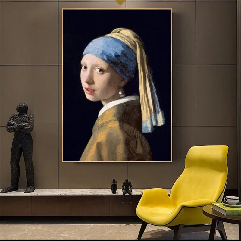 Девушка с жемчугом Серьги холст настенные картины классические знаменитые