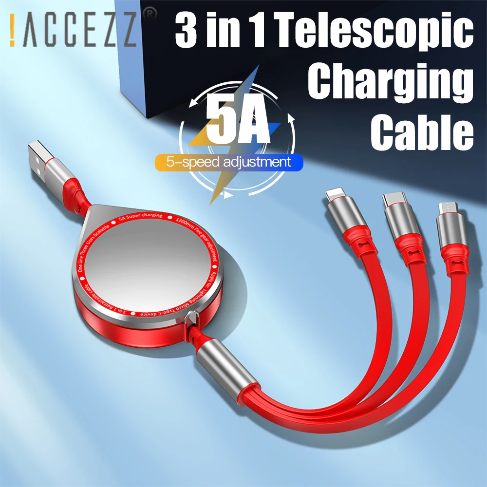!ACCEZZ 5A Super Fast Charger 3 In 1 Micro USB Type C Cable For iPhone 13 12 11 Pro Samsung S10 20 Xiaomi Mobile Phone Wire Cord
!ACCEZZ 5A Super Fast Charger 3 In 1 Micro USB Type C Cable For iPhone 13 12 11 Pro Samsung S10 20 Xiaomi Mobile Phone Wire Cord