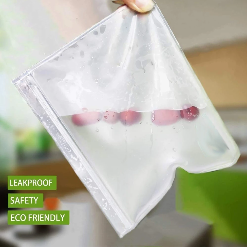Translucent frosted PEVA food storage bags, each set of 12 BPA-free small and large air-tight, reusable food storage bags
Translucent frosted PEVA food storage bags, each set of 12 BPA-free small and large air-tight, reusable food storage bags