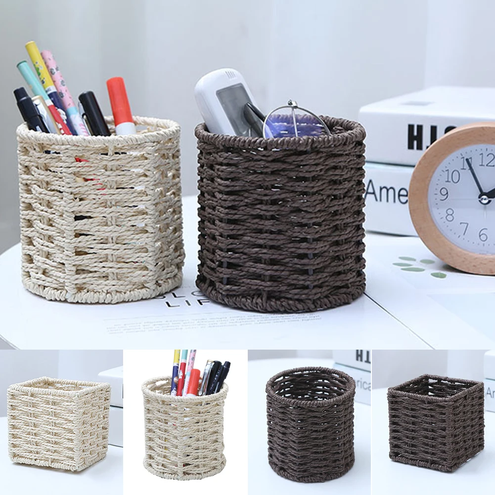Pen Holder Hand-Woven Desktop Storage Caddy Pen Cup for Pen, Pencil, Ruler, Makeup Brush Storage Rack
Pen Holder Hand-Woven Desktop Storage Caddy Pen Cup for Pen, Pencil, Ruler, Makeup Brush Storage Rack