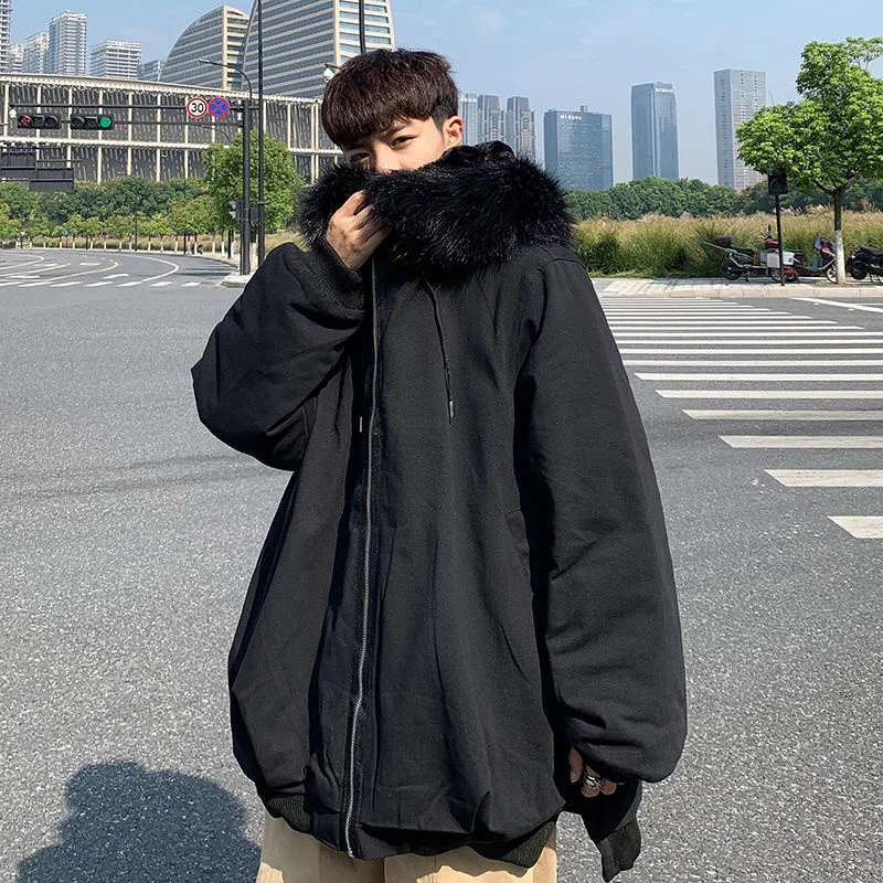 Winter Thick Lamb Wool Jacket Men Warm Fashion Casual Fur Collar Hooded Coat Men Korean Loose Short Coat Mens Oversized Jackets
Winter Thick Lamb Wool Jacket Men Warm Fashion Casual Fur Collar Hooded Coat Men Korean Loose Short Coat Mens Oversized Jackets