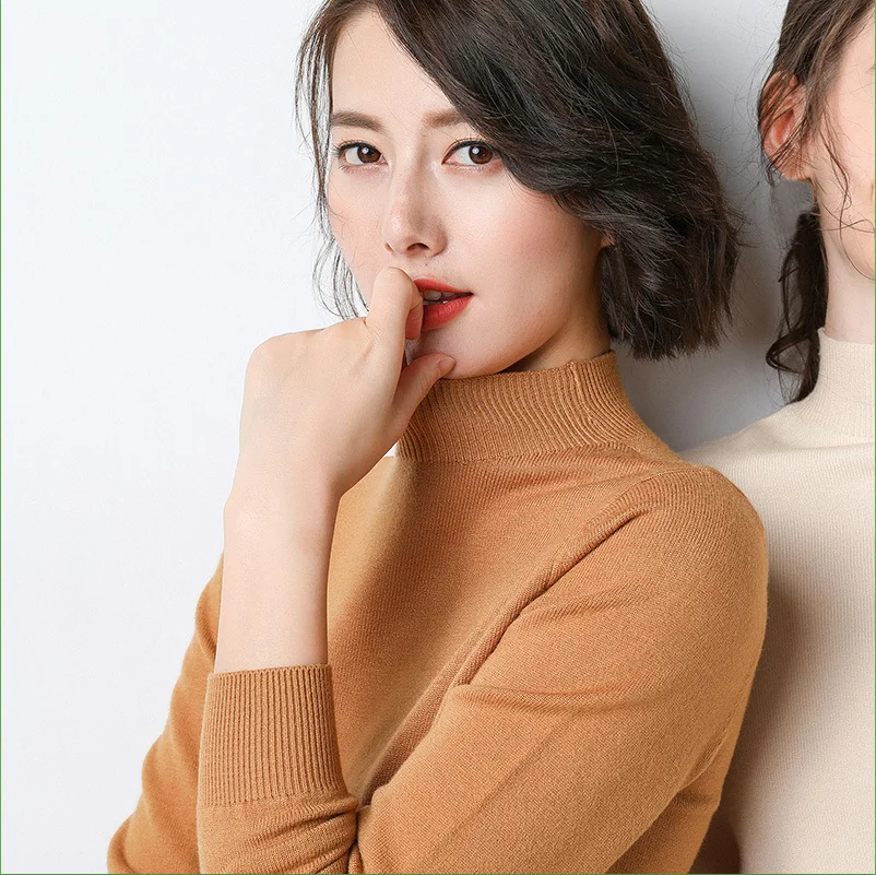 2021 Spring And Autumn New Female Fashion Sweater Wool Bottom Jumper Knitted Mock Neck Slim Solid Straight Long-Sleeve Pullover 
2021 Spring And Autumn New Female Fashion Sweater Wool Bottom Jumper Knitted Mock Neck Slim Solid Straight Long-Sleeve Pullover