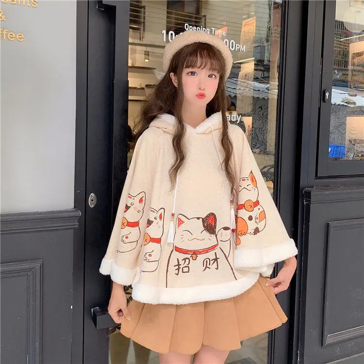 Japanese soft girl warm cloak shawl Autumn and winter cute cat ears harajuku trend plus velvet thickened student lolita female
Japanese soft girl warm cloak shawl Autumn and winter cute cat ears harajuku trend plus velvet thickened student lolita female