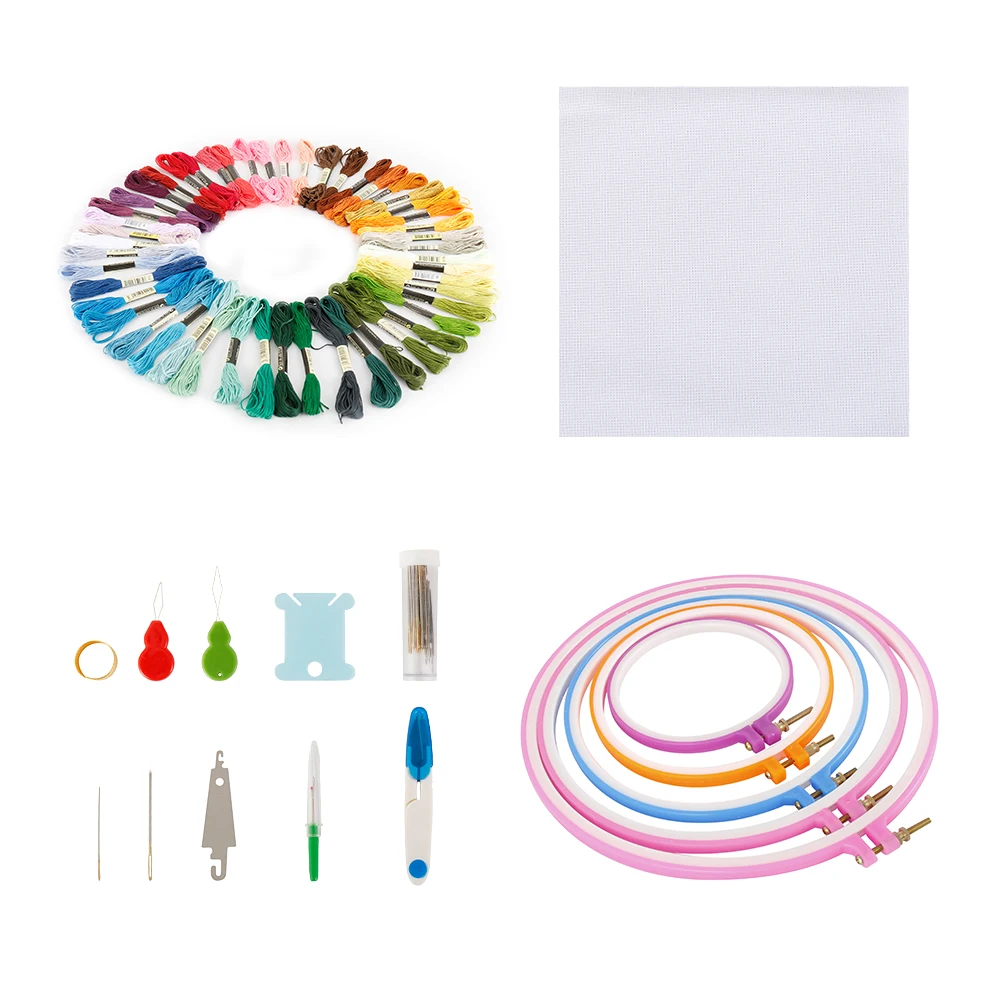 50/100 Colors Cross Stitch Craft Embroidery Starter Colorful Thread Fabric Embroidery Hoop Scissors Thimble Set DIY Tools Kit
50/100 Colors Cross Stitch Craft Embroidery Starter Colorful Thread Fabric Embroidery Hoop Scissors Thimble Set DIY Tools Kit