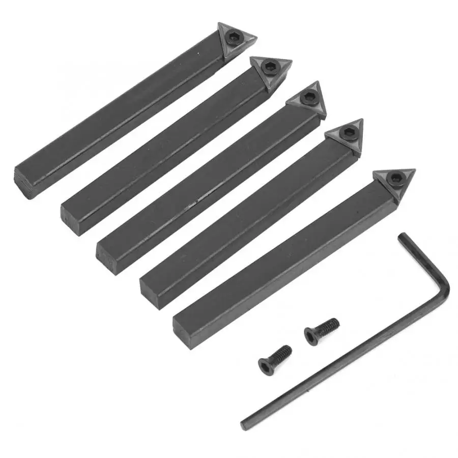 5pcs 1/4inch Carbide Insert Turning Tool Lathe Indexable Turning Tool Holder Bit Set 5pcs Inserts + 1pcs Wrench + 5pcs Tool Bits
5pcs 1/4inch Carbide Insert Turning Tool Lathe Indexable Turning Tool Holder Bit Set 5pcs Inserts + 1pcs Wrench + 5pcs Tool Bits