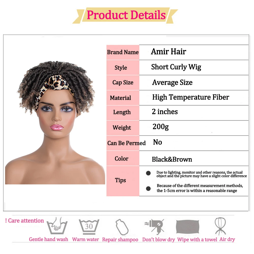 Fluffy Headband Wig Short Turban Wig Synthetic Wrap Wig Linked Turban Afro Kinky Culry Hair Wigs for Women
Fluffy Headband Wig Short Turban Wig Synthetic Wrap Wig Linked Turban Afro Kinky Culry Hair Wigs for Women