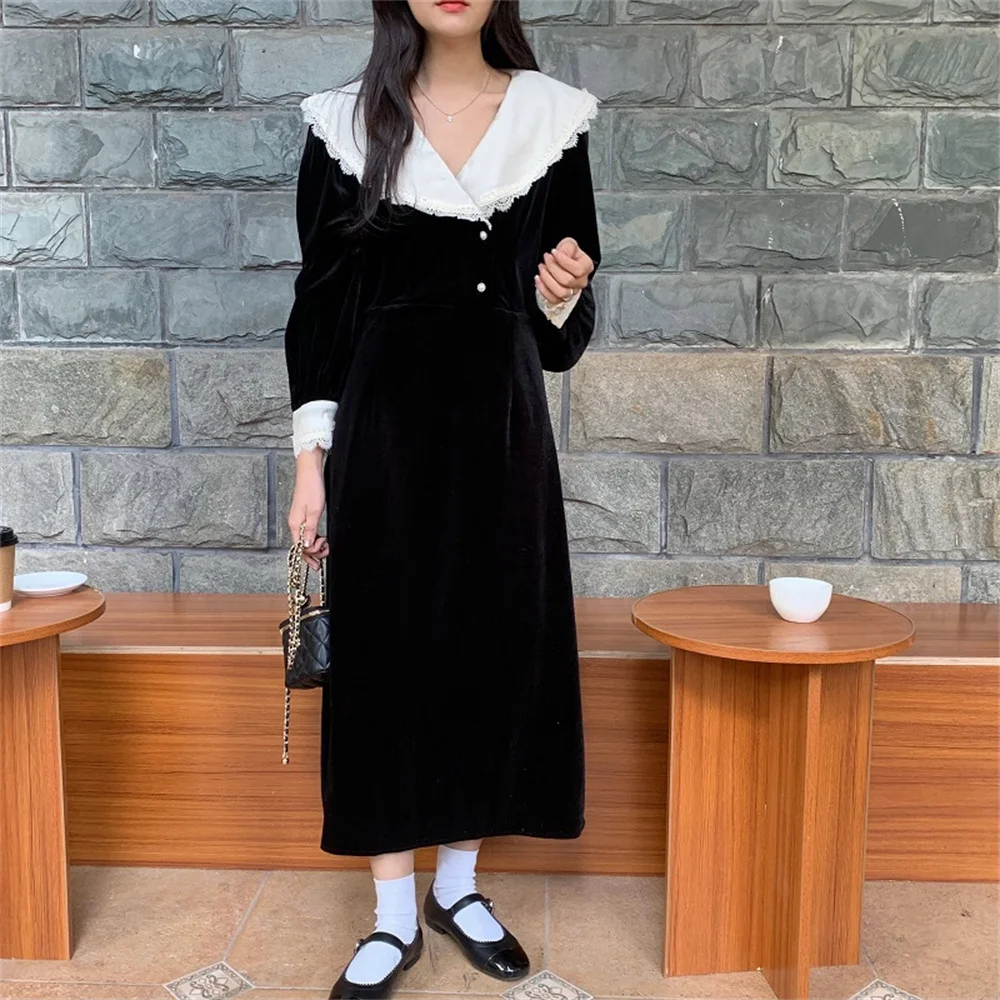 HziriP French Retro Lace Maxi Dress Women Black Casual Outwear Slim Close Waist 2022 Velvet Office Lady Chic Elegant Vestidos
HziriP French Retro Lace Maxi Dress Women Black Casual Outwear Slim Close Waist 2022 Velvet Office Lady Chic Elegant Vestidos