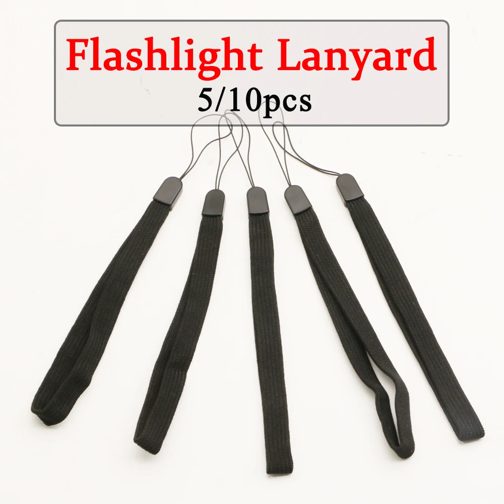 

5/10Pcs 20CM Flashlight Straps Lanyard Sling EDC Outdoor Tools Black Paracord Ajustable Anti Lost For Torch Camera Phone Kits