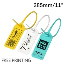 100 Custom Clothing Brand Labels Tag Plastic Off Security Seal Garment Shoes Bag Logistics White Printed Tags Zip Ties 285mm/11