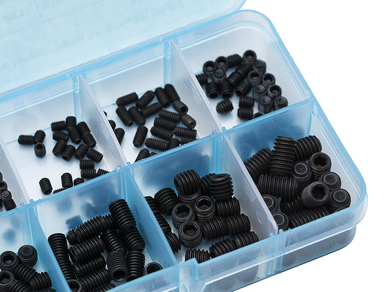 240Pcs/set Mix Black Carbon Steel Metric Thread Grub Screws Inner Hexagon Socket Set Screw Kit
240Pcs/set Mix Black Carbon Steel Metric Thread Grub Screws Inner Hexagon Socket Set Screw Kit