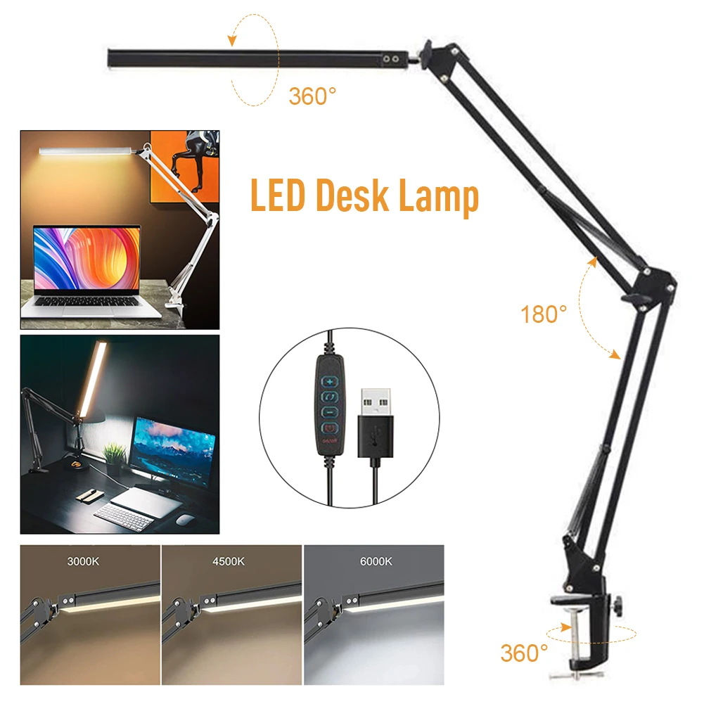 NEW LED Desk Lamp Foldable Dimmable Swing Arm Table Lamp with Clamp 3 Color Temperature Eye-Caring Reading Light for Home Office
NEW LED Desk Lamp Foldable Dimmable Swing Arm Table Lamp with Clamp 3 Color Temperature Eye-Caring Reading Light for Home Office