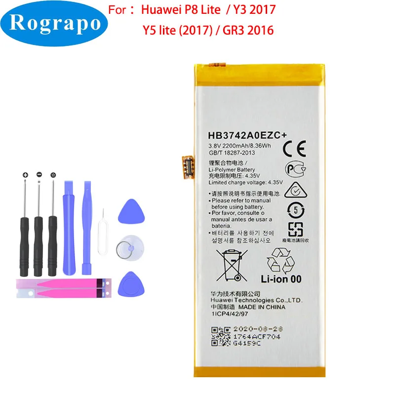 

2200mAh HB3742A0EZC+ Battery For Huawei Y3 2017 Y5 Lite (2017) CRO-L02 CRO-L03 CRO-L22 CRO-L23 P8 Lite GR3 Enjoy 5S Mobile Phone