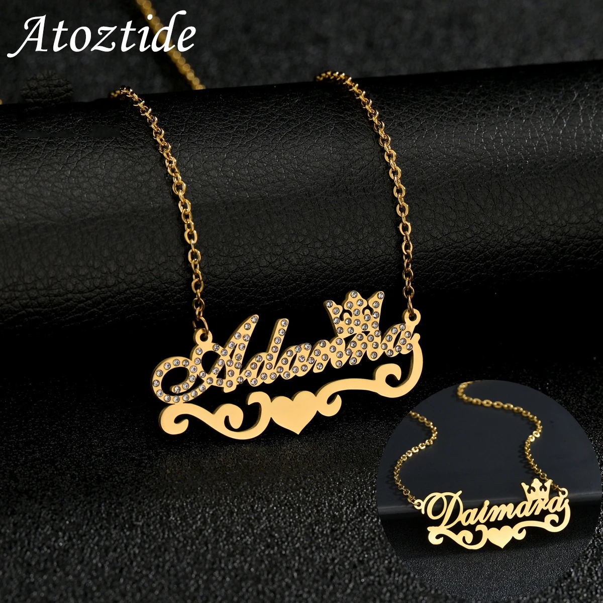 Atoztide Trendy Name Letter Necklace Stainless Steel Personalized Summer Name Crown Zircon Pendant Necklaces for Women Jewelry 
Atoztide Trendy Name Letter Necklace Stainless Steel Personalized Summer Name Crown Zircon Pendant Necklaces for Women Jewelry