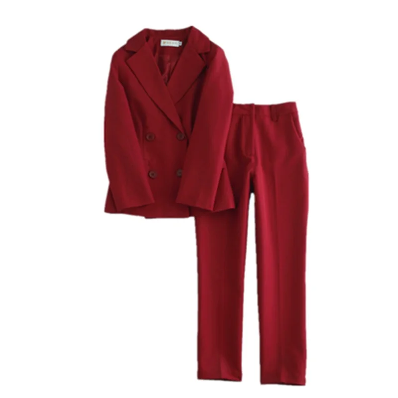 Solid color women's suit British style OL professional wear fashion was thin casual spring and autumn small suit two-piece suit
Solid color women's suit British style OL professional wear fashion was thin casual spring and autumn small suit two-piece suit