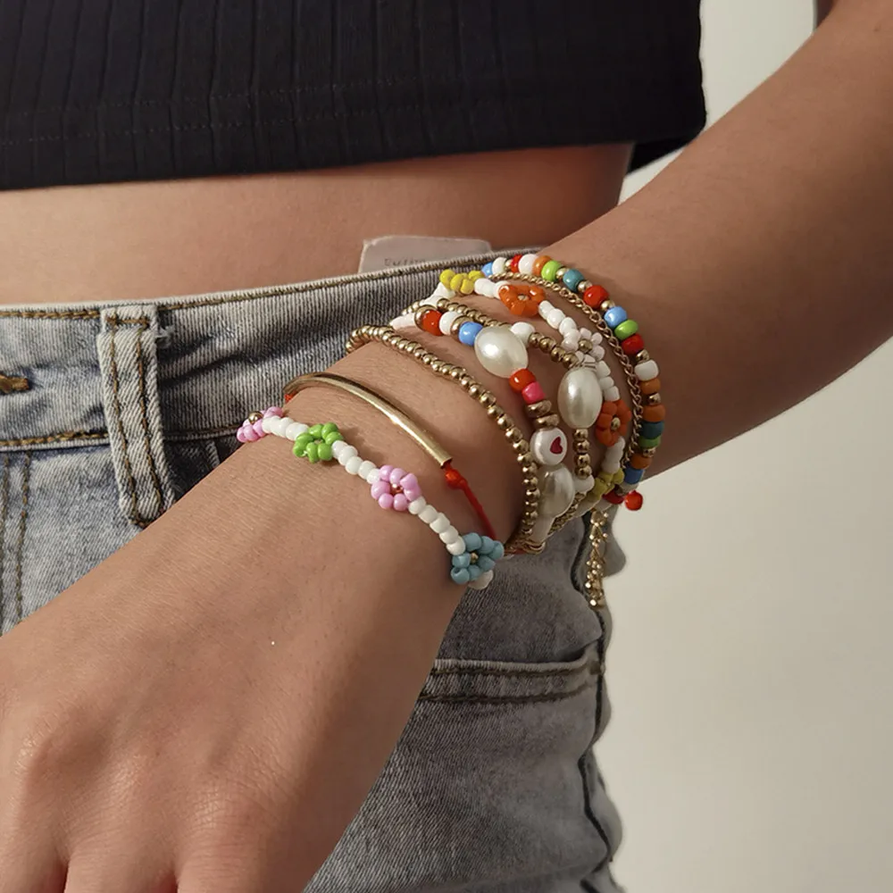 Ethnic Multilayer Multicolor Acrylic Beads Bracelets For Women Handmade Flower Heart Rope Bracelet Sets Bohemian Jewelry
Ethnic Multilayer Multicolor Acrylic Beads Bracelets For Women Handmade Flower Heart Rope Bracelet Sets Bohemian Jewelry