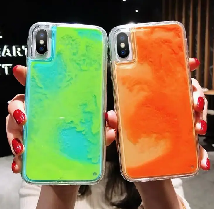 Светящийся неоновый песок жидкий защитный чехол для Xiaomi Redmi Note 7 Pro Блестящий