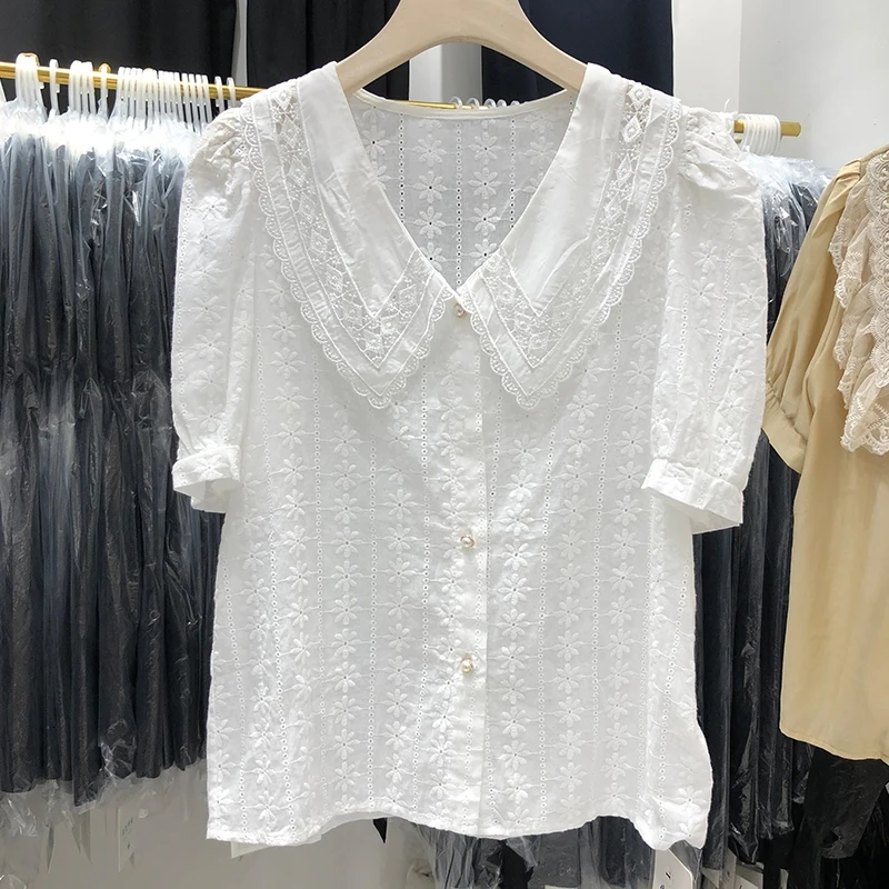 CBAFU white puff sleeve blouse women summer korea chic lace patchwork turn down collar shirt temperament tops runway tops N229
CBAFU white puff sleeve blouse women summer korea chic lace patchwork turn down collar shirt temperament tops runway tops N229