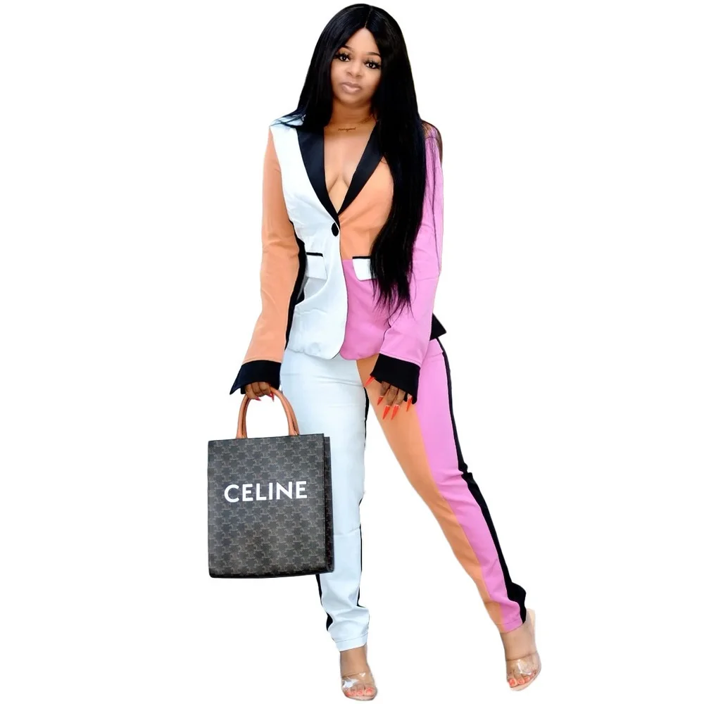 Women Tracksuit Business Suit Color Block Spliced Notched Collar Long Sleeve Blazer and Pencil Pant Elegant Two Piece Outfit
Women Tracksuit Business Suit Color Block Spliced Notched Collar Long Sleeve Blazer and Pencil Pant Elegant Two Piece Outfit