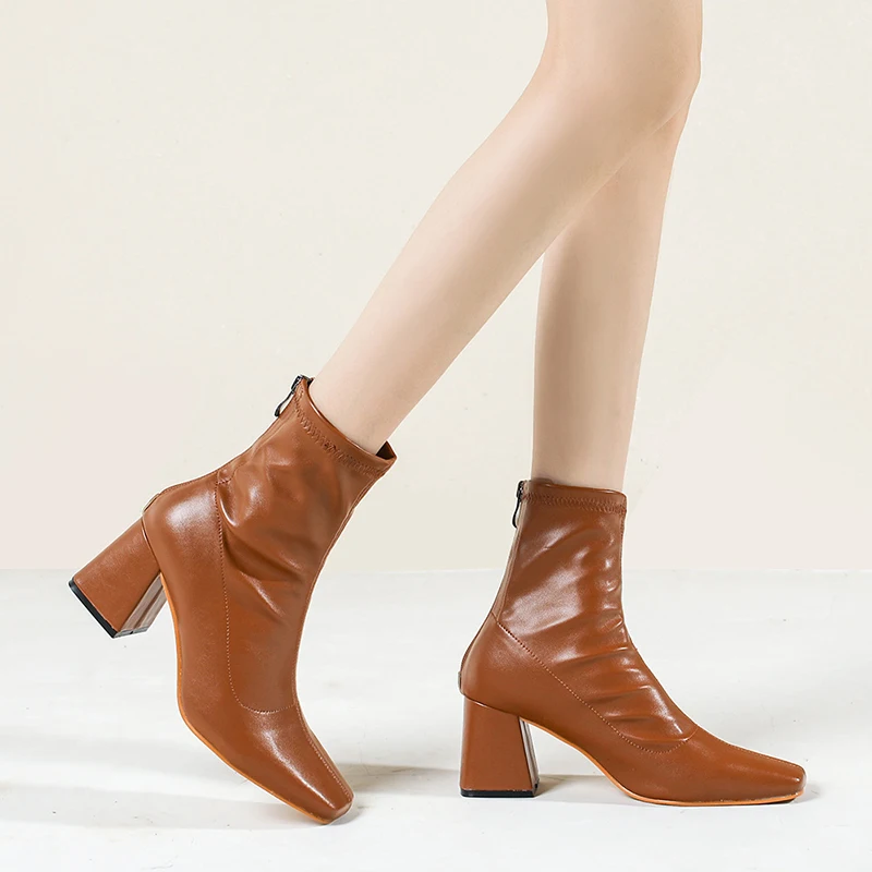 Women's High Heel Ankle Boot New Square Toe PU Leather Women Shoes Zipper Female Chunky Square Heel Shoes Ladies Short Boots
Women's High Heel Ankle Boot New Square Toe PU Leather Women Shoes Zipper Female Chunky Square Heel Shoes Ladies Short Boots