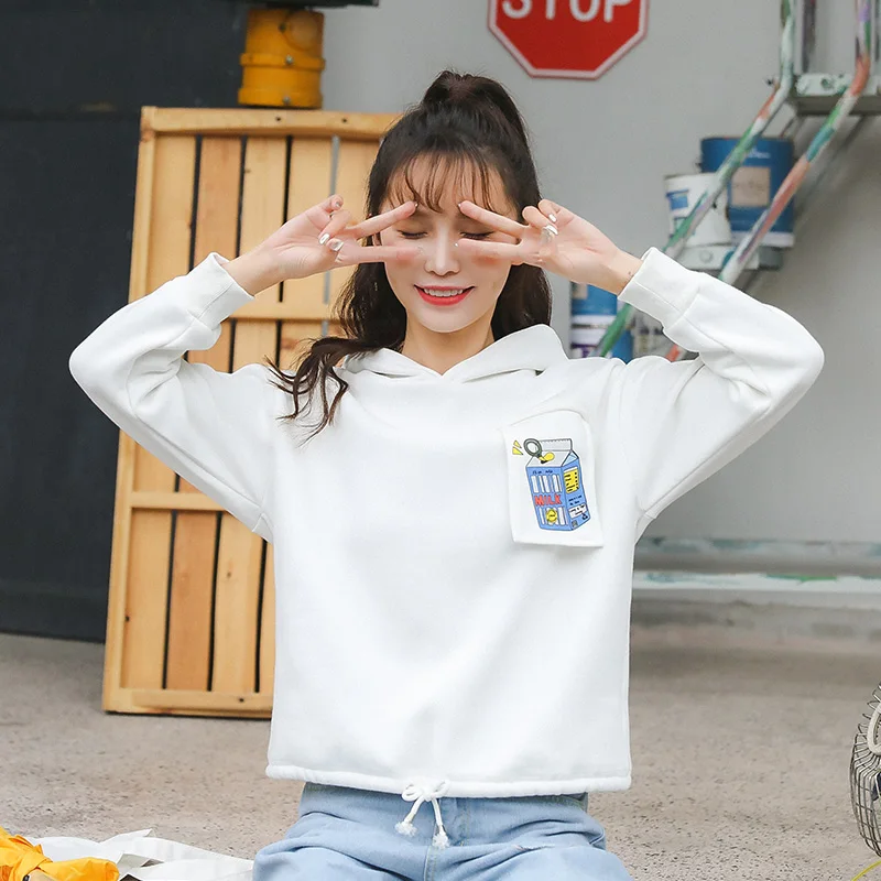 Casual Long Sleeve Hooded Sweatshirts Printed Patch White Hoodies Women Autumn Corp Sweatshirt
Casual Long Sleeve Hooded Sweatshirts Printed Patch White Hoodies Women Autumn Corp Sweatshirt
