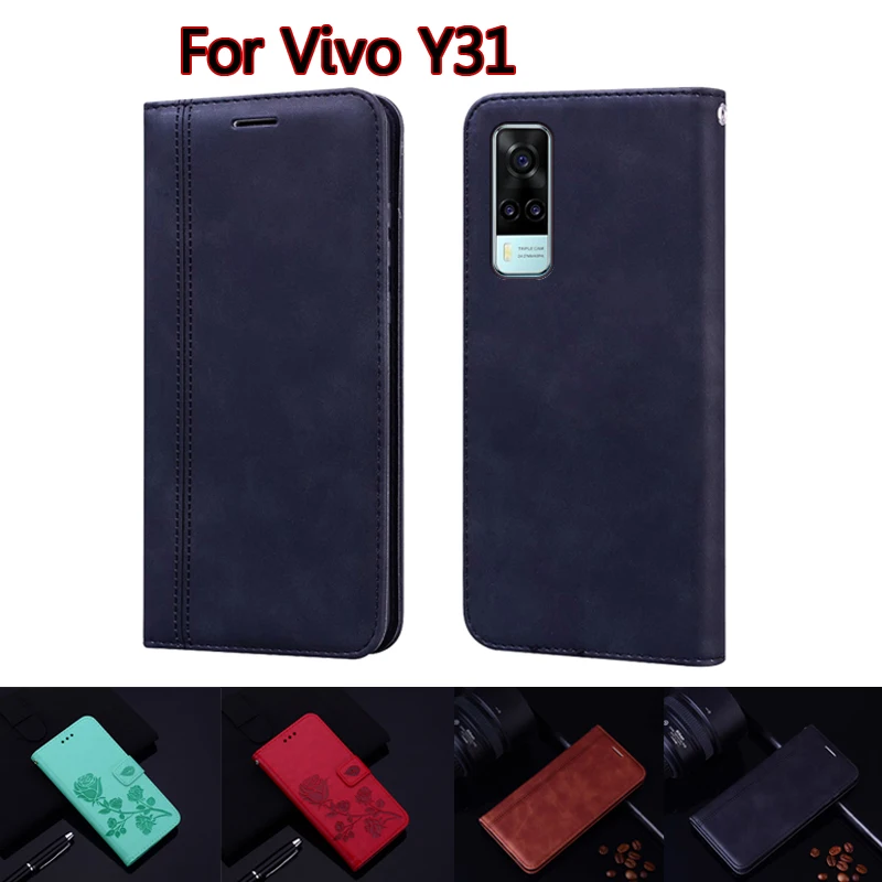 Чехол-книжка с бумажником для Vivo Y31 кожаный чехол-книжка Y 31 2021 защитный чехол