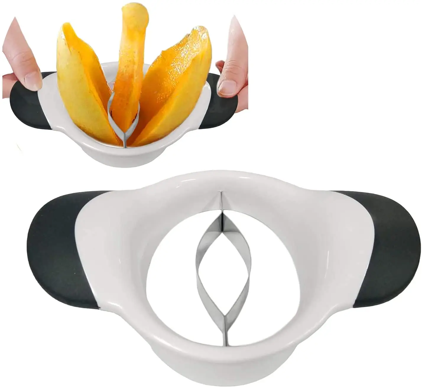 White Mango Slicer, Mango Peeler, Mango Cutter, Mango Core Pitter, Mango Splitter with Sharp Stainless Steel Blade
White Mango Slicer, Mango Peeler, Mango Cutter, Mango Core Pitter, Mango Splitter with Sharp Stainless Steel Blade