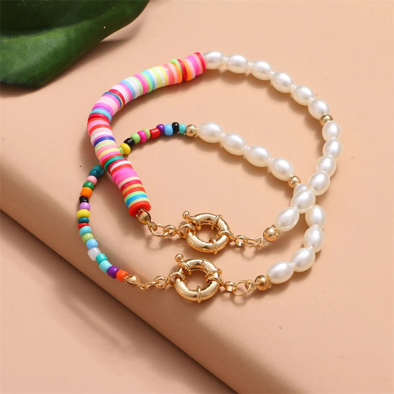 Bohemian Geometric Shape Imitation Pearl Resin Color Soft Ceramic Bracelet Simple Trend Girlfriend Gift Women's Party Jewelry
Bohemian Geometric Shape Imitation Pearl Resin Color Soft Ceramic Bracelet Simple Trend Girlfriend Gift Women's Party Jewelry
